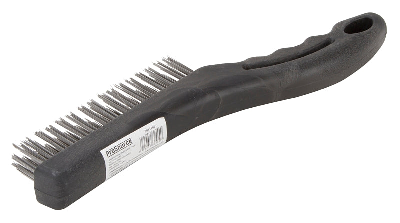 ProSource SJ3134 Wire Brush, 4-7/8 in L Brush, 3/4 in W Brush, Metallic Bristle, Plastic Handle, Shoe Handle