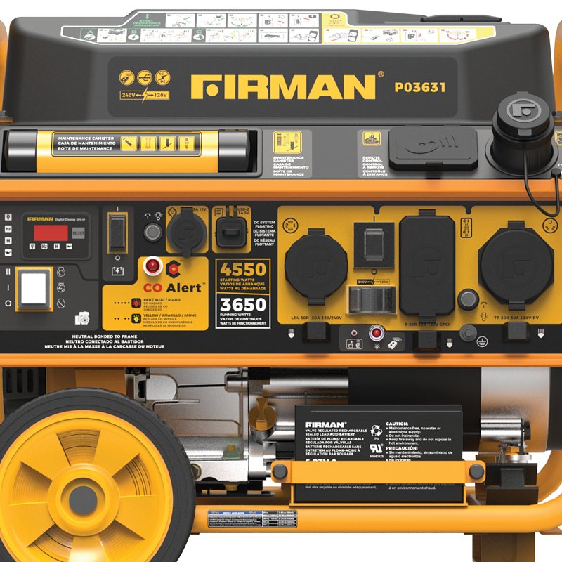 Firman Performance Series P03631 Portable Generator, 30 A, 120/240 V, 4550/3650 W Output, Gasoline, 5 gal Tank