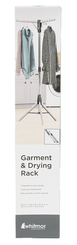 Whitmor 6036-3870 Cloth Drying Rack, Stainless Steel, Silver, 28 in W, 64-1/2 in H, 28 in L