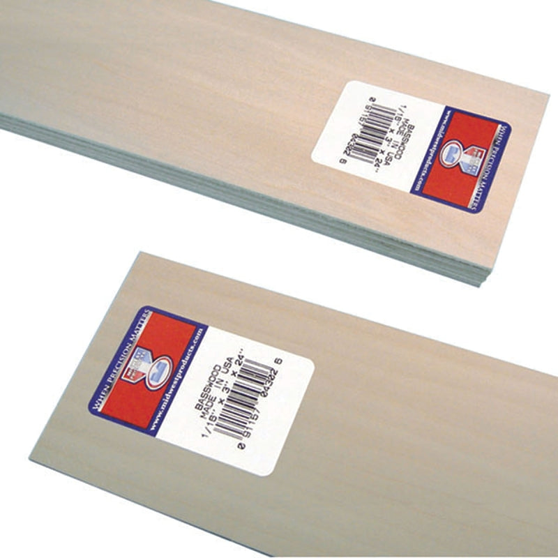 Midwest Products 4302 Basswood Sheet, 24 in L, 3 in W, Pack of 10