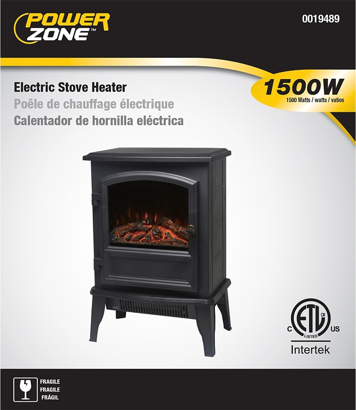 PowerZone FP202-SPA Electric Fireplace Heater, 14-5/8 in W, 9-7/8 in D, 21-3/4 in H, 120 V, Plastic/Metal, Black