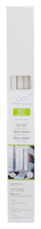 Simple Spaces PVCMB-5A Blind, 64 in L, 30 in W, Vinyl, White
