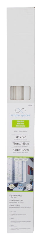 Simple Spaces PVCMB-6A Blind, 64 in L, 31 in W, Vinyl, White