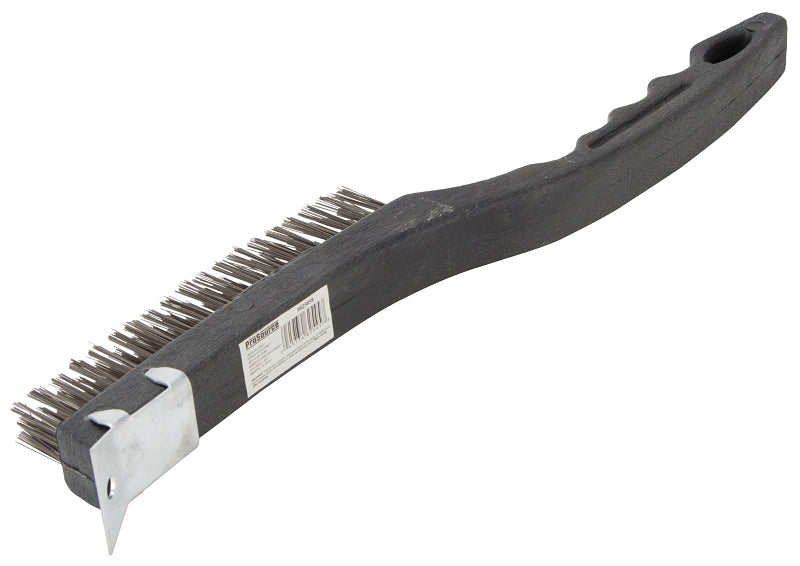 ProSource SJ3133-S Wire Brush with Scraper, 6 in L Brush, 5/8 in W Brush, Metallic Bristle, 1-3/8 in L Trim