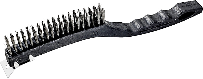 ProSource SJ3133-S Wire Brush with Scraper, 6 in L Brush, 5/8 in W Brush, Metallic Bristle, 1-3/8 in L Trim