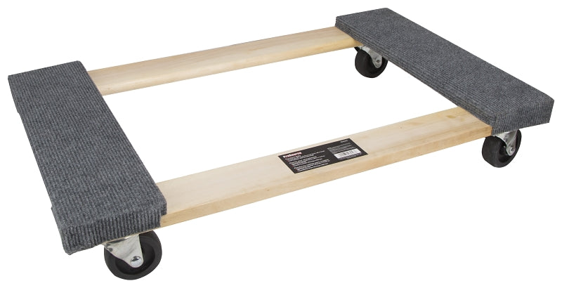 ProSource TC-500 Furniture Dolly, 1000 lb, 30 in W, 18 in L, Wood Platform, Swivel Caster