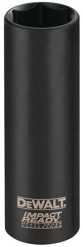 DEWALT Impact Ready DW22872 Deep Impact Socket, 9/16 in Socket, 1/2 in Drive, Square Drive, 6-Point, Steel, Black Oxide