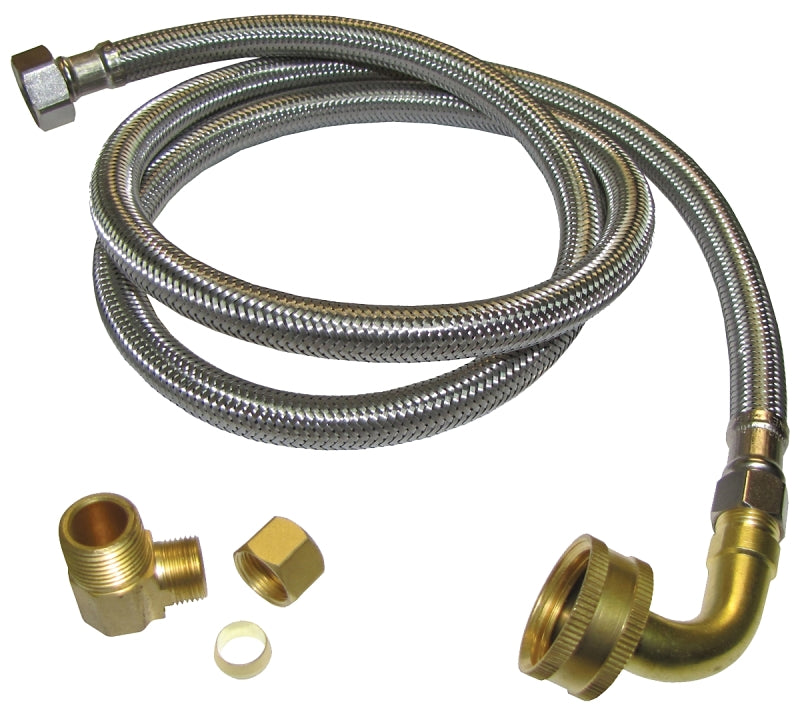 Plumb Pak PP23834 Dishwasher Connector, 3/8 in, Compression x MIP, Stainless Steel