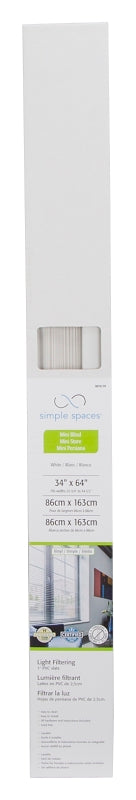 Simple Spaces PVCMB-9A Blind, 64 in L, 34 in W, Vinyl, White