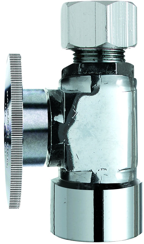 Plumb Pak PP53-1PCLF Straight Shut-Off Valve, 1/2 in Connection, FIP x Compression, Quarter-Turn Lever Actuator