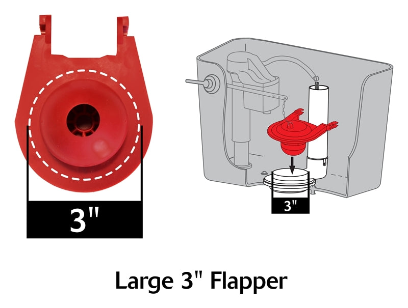 Korky 3030BP Replacement Toilet Flapper, Specifications: 3 in Valve Open, Rubber, Red