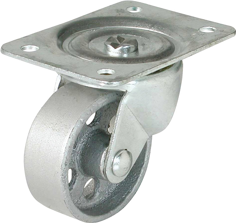 Shepherd Hardware 9782 Swivel Caster, 4 in Dia Wheel, 1-1/4 in W Wheel, Iron Wheel, Silver, 500 lb