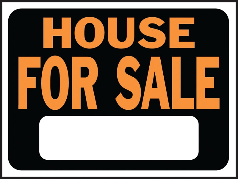 Hy-Ko Hy-Glo Series 3004 Identification Sign, Rectangular, House For Sale, Fluorescent Orange Legend, Black Background, Pack of 10