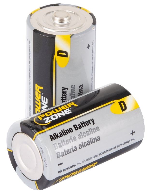 PowerZone LR20-4P-DB Battery, 1.5 V Battery, D Battery, Zinc, Manganese Dioxide, Potassium Hydroxide, Rechargeable: No, Pack of 8