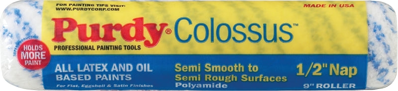 Purdy 140630093 Roller Cover, 1/2 in Thick Nap, 9 in L, Polyamide Cover