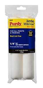 Purdy White Dove 140626010 Jumbo Mini Roller Cover, 1/4 in Thick Nap, 6-1/2 in L, Dralon Fabric Cover