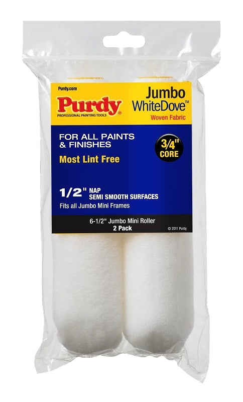 Purdy 14G626013 Jumbo Mini Roller Cover, 1/2 in Thick Nap, 6-1/2 in L, Dralon Fabric Cover