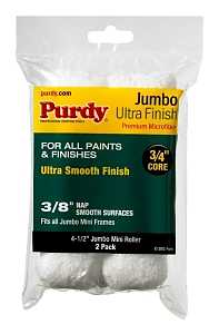 Purdy Ultra Finish 140624052 Jumbo Mini Roller Cover, 3/8 in Thick Nap, 4-1/2 in L, Microfiber Cloth Cover
