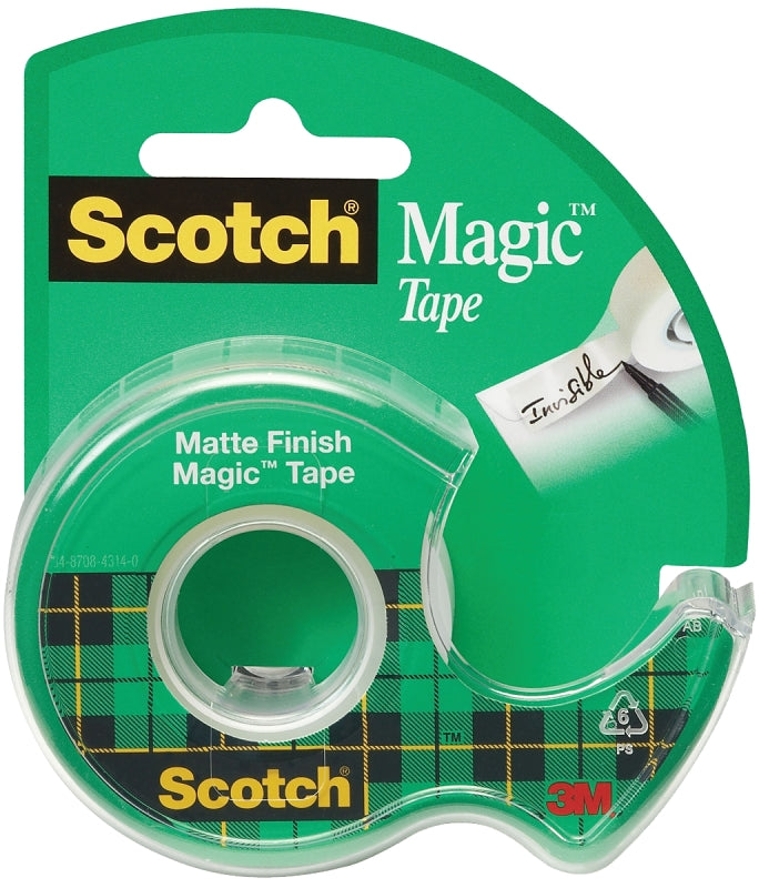 Scotch 105 Office Tape, 300 in L, 3/4 in W, Plastic Backing, Pack of 12