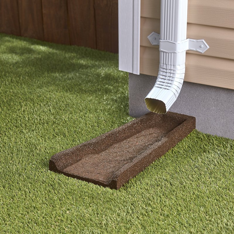 GroundSmart GSSBBN6 Landscape Splash Block, 1.8 ft L, 10 in W, Rubber, Brown