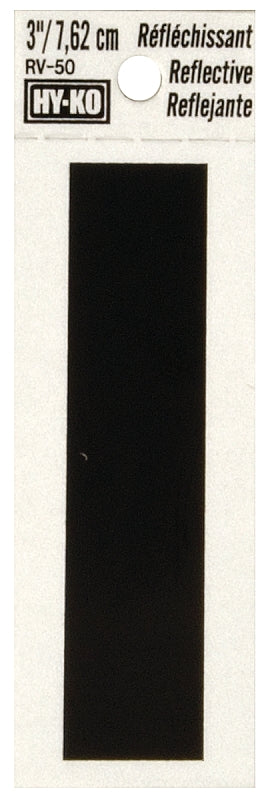 Hy-Ko RV-50/I Reflective Letter, 2-1/2 in W x 4 in H Dimensions, Character: I, 3 in H Character, Black Character, Vinyl, Pack of 10