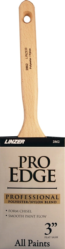 Linzer 2862-3 Paint Brush, 3 in W, Flat Brush, 3-1/4 in L Bristle, Nylon/Polyester Bristle