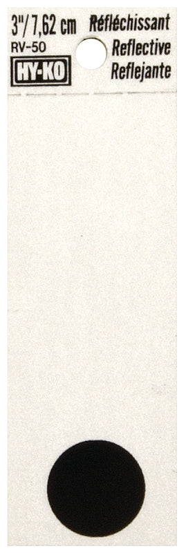 Hy-Ko RV-50 Series RV-50/. Self-Adhesive Reflective Sign, Character: ., 3 in H Character, Black Character, Vinyl, Pack of 10