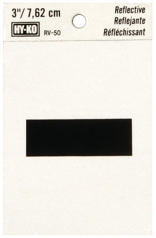 Hy-Ko RV-50 Series RV-50/- Self-Adhesive Reflective Sign, Character: -, 3 in H Character, Black Character, Vinyl, Pack of 10