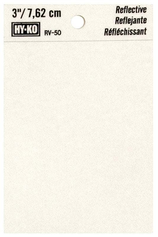 Hy-Ko RV-50 Series RV-50/BLNK Self-Adhesive Reflective Sign, Character: Blank, 3 in H Character, Black Character, Vinyl, Pack of 10