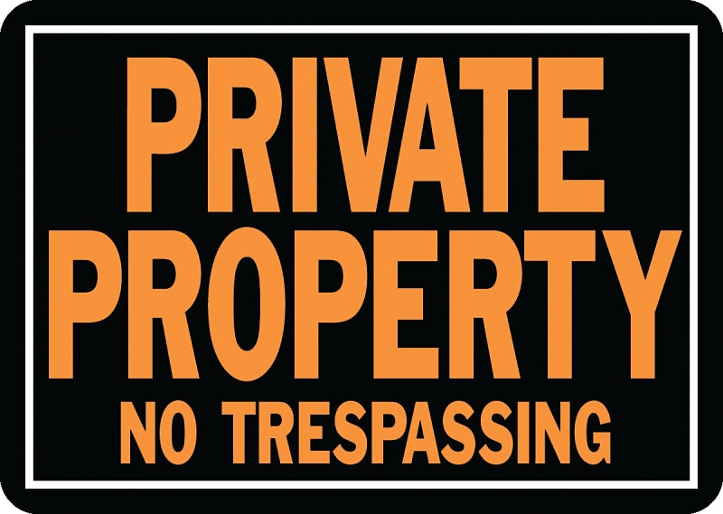 Hy-Ko Hy-Glo Series 848 Identification Sign, Rectangular, PRIVATE PROPERTY NO TRESPASSING, Fluorescent Orange Legend, Pack of 12