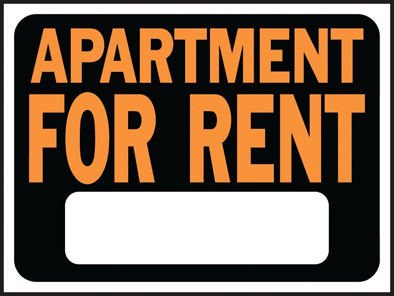 Hy-Ko Hy-Glo Series 3001 Identification Sign, Rectangular, APARTMENT FOR RENT, Fluorescent Orange Legend, Plastic, Pack of 10