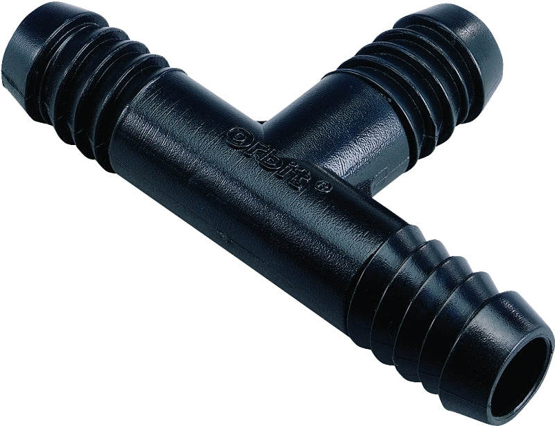 Orbit 94350 Riser Flex Pipe Tee, 1/2 in Connection, Barbed, Plastic, Black