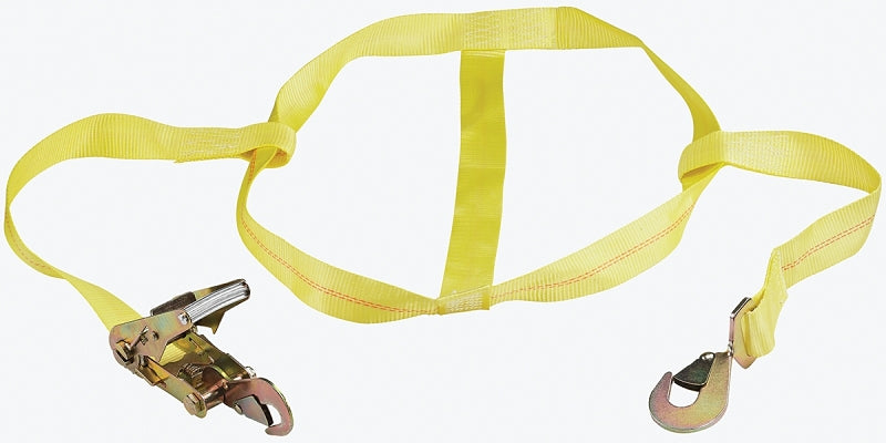 ProSource FH4016 Tie-Down, 2 in W, 14-7/8 in L, Metal/Polyester, Yellow, 3333 lb, Ratchet, Snap Hook End Fitting