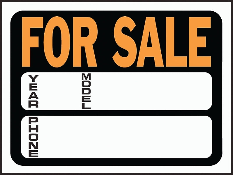 Hy-Ko Hy-Glo Series 3031 Identification Sign, FOR SALE, Fluorescent Orange Legend, Black Background, Plastic, Pack of 10