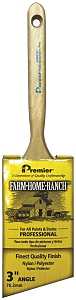 Premier FHR00137 Paint Brush, 3 in W, Angular Sash Brush, 3-3/4 in L Bristle, Nylon/Polyester Bristle