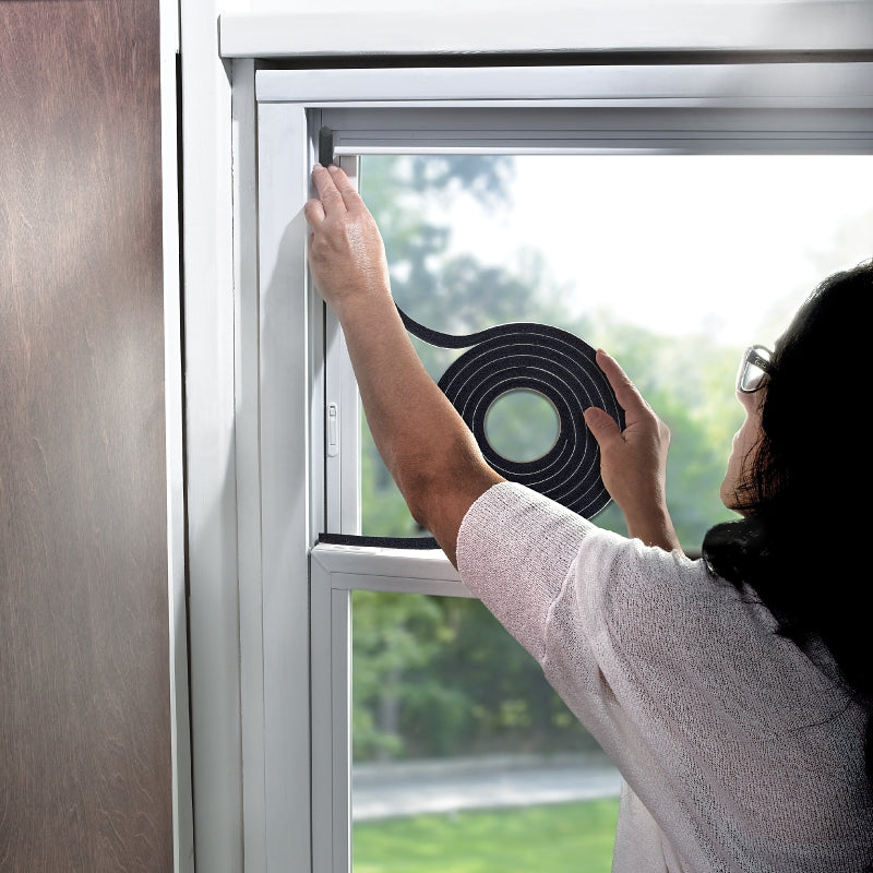 Frost King R516H Weatherseal Tape, 1-1/4 in W, 10 ft L, 7/16 in Thick, Rubber, Black