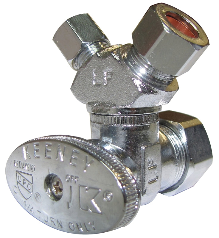 Plumb Pak PP2904VLF Stop Valve, 5/8 x 3/8 x 1/4 in Connection, Compression