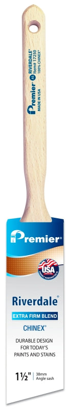 Premier Riverdale 17250 Paint Brush, 1-1/2 in W, Angle Sash Brush, 2-7/16 in L Bristle, Chinex Bristle
