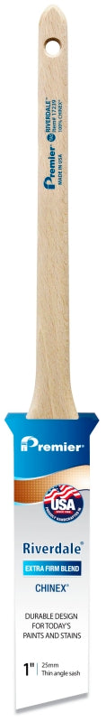 Premier Riverdale 17239 Paint Brush, 1 in W, Thin Angle Sash Brush, 2-3/16 in L Bristle, Chinex Bristle