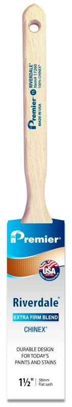 Premier Riverdale 17260 Paint Brush, 1-1/2 in W, Flat Sash Brush, 2-7/16 in L Bristle, Chinex Bristle