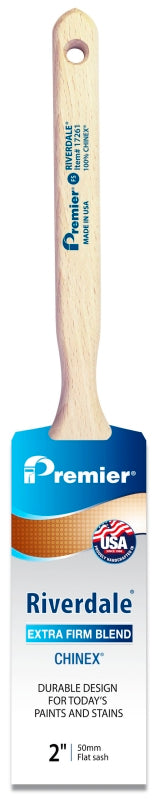 Premier Riverdale 17261 Paint Brush, 2 in W, Flat Sash Brush, 2-11/16 in L Bristle, Chinex Bristle