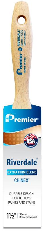Premier Riverdale 17270 Paint Brush, 1-1/2 in W, Beavertail Varnish Brush, 2-7/16 in L Bristle, Chinex Bristle