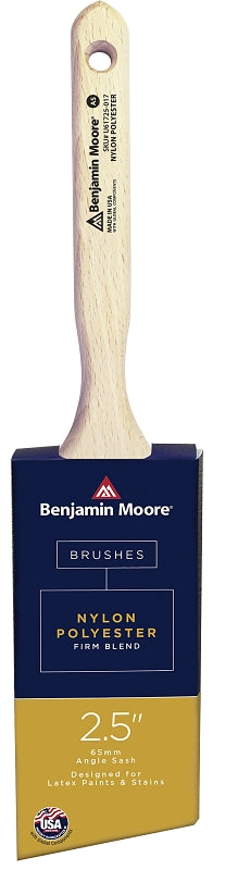 Benjamin Moore U61725-017 Paint Brush, Firm Brush, 2-15/16 in L Bristle, Nylon/Polyester Bristle, Angular Handle