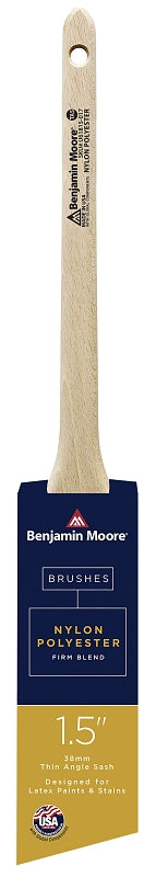 Benjamin Moore U61815-017 Paint Brush, Firm Brush, 2-3/16 in L Bristle, Nylon/Polyester Bristle, Thin Angular Handle