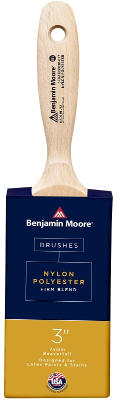 Benjamin Moore U60030-017 Paint Brush, Firm Brush, Nylon/Polyester Bristle, Beaver Tail Handle