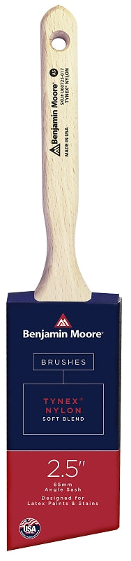 Benjamin Moore U60725-017 Paint Brush, Soft Brush, 2-15/16 in L Bristle, Nylon/Tynex Bristle, Angular Handle