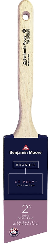Benjamin Moore U62020-017 Paint Brush, Wood Handle, Soft Brush, CT Polymer Bristle, Angle Sash Handle, 2 in Ferrule