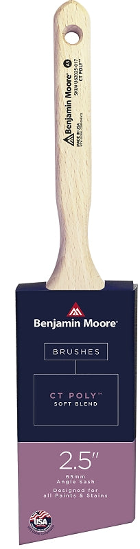 Benjamin Moore U62025-017 Paint Brush, Soft Brush, 3 in L Bristle, CT Polymer Bristle, Angular Handle