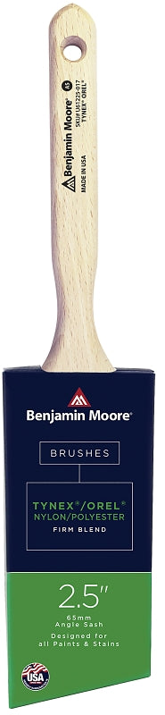 Benjamin Moore U61225-017 Paint Brush, Firm Brush, 2-15/16 in L Bristle, Orel/Tynex Bristle, Angular Handle
