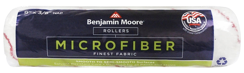 Benjamin Moore U65682-018 Roller Cover, 3/8 in Thick Nap, 9 in L, Microfiber Cover